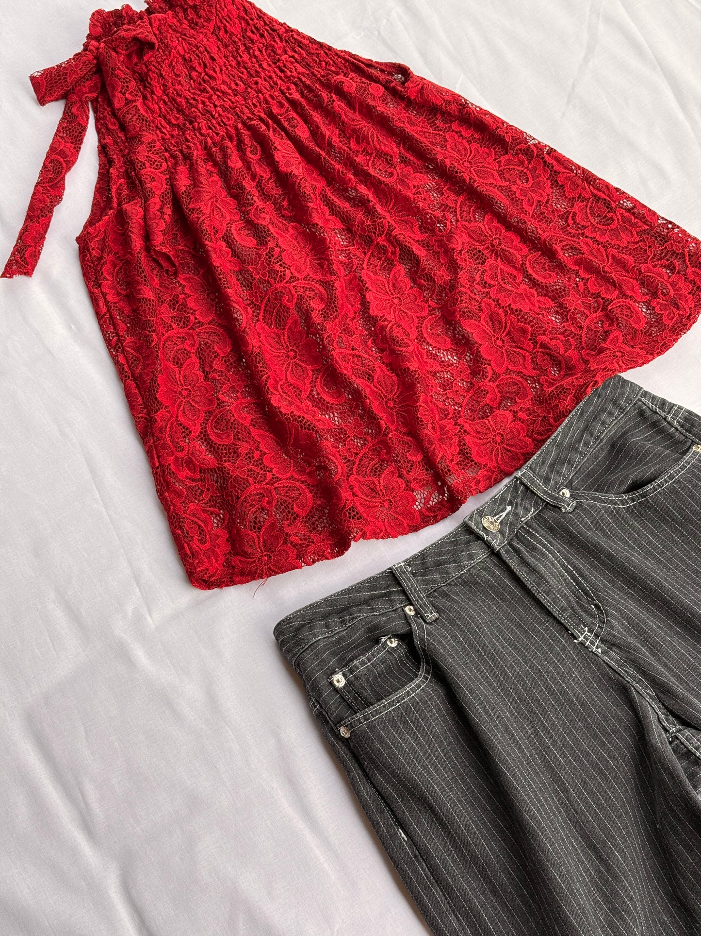 Upcycled Red Lace Tank