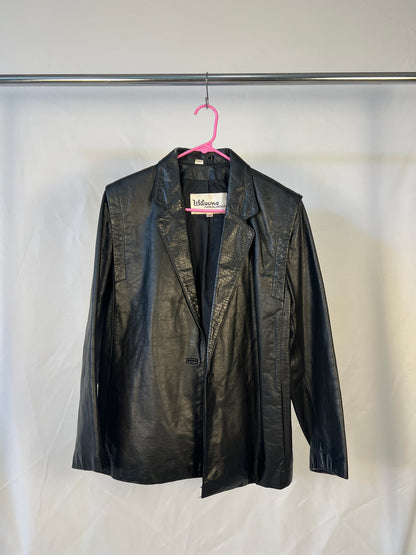 Black Leather Jacket (croc detail)