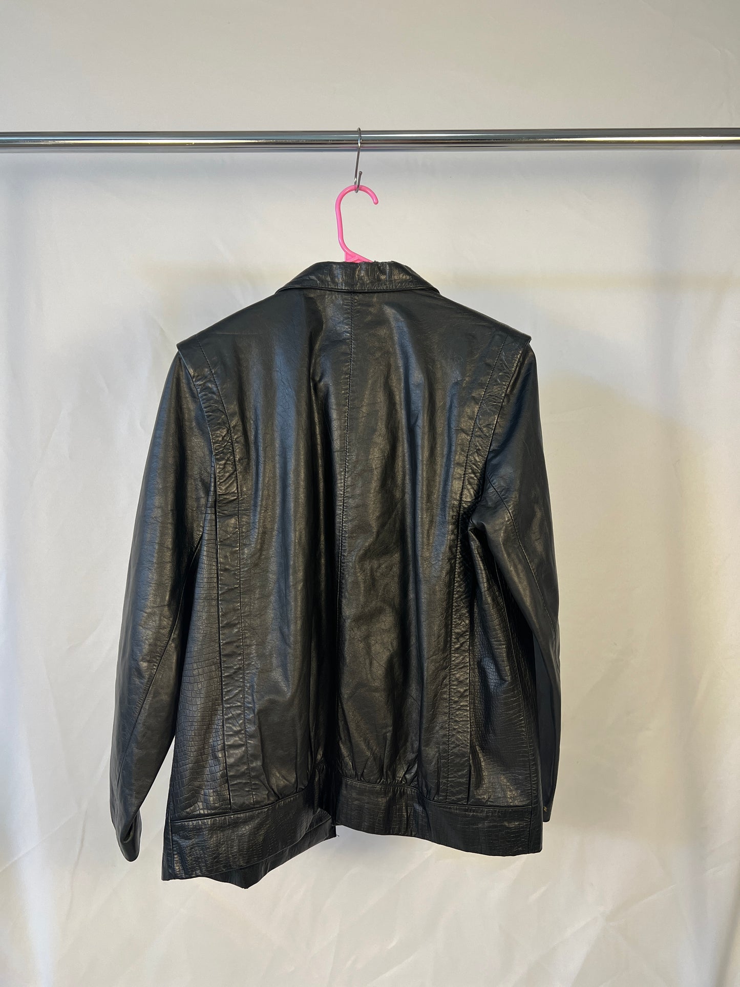 Black Leather Jacket (croc detail)