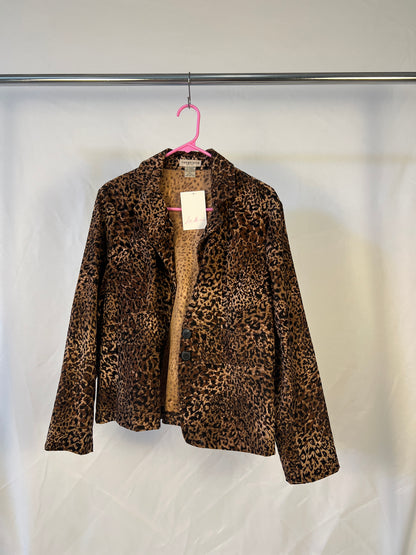 Leopard Print Flocked Lightweight Jacket