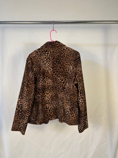 Leopard Print Flocked Lightweight Jacket