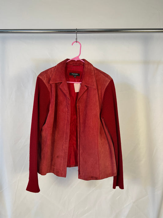 Red Suede Sweater Jacket