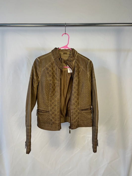 Brown Faux Leather Moto Jacket