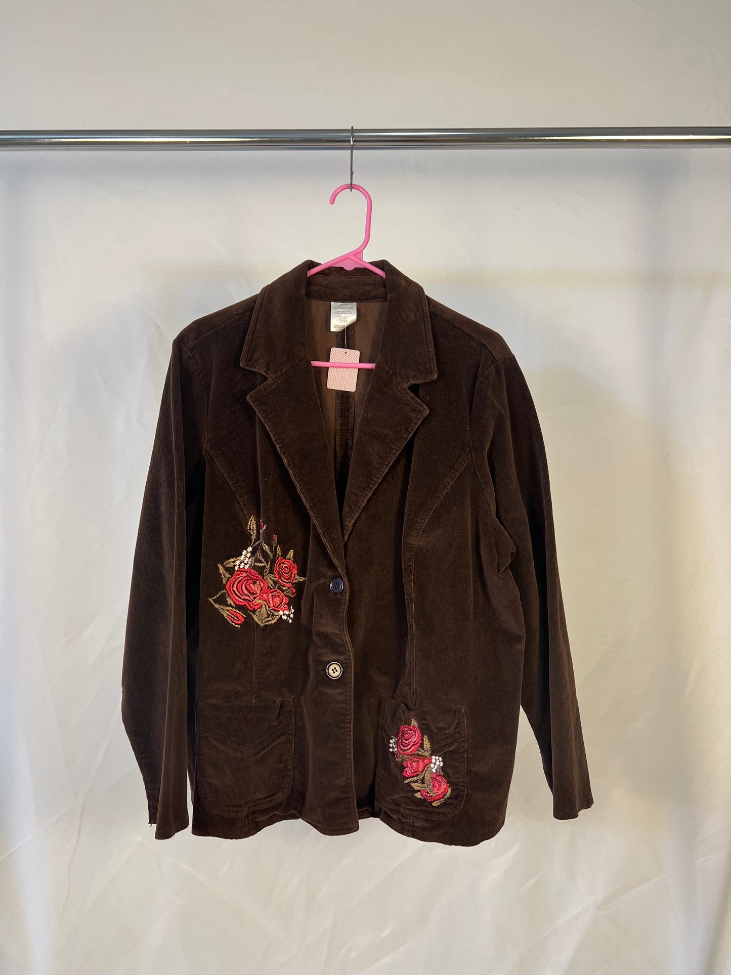 Brown Embroidered Corduroy Jacket