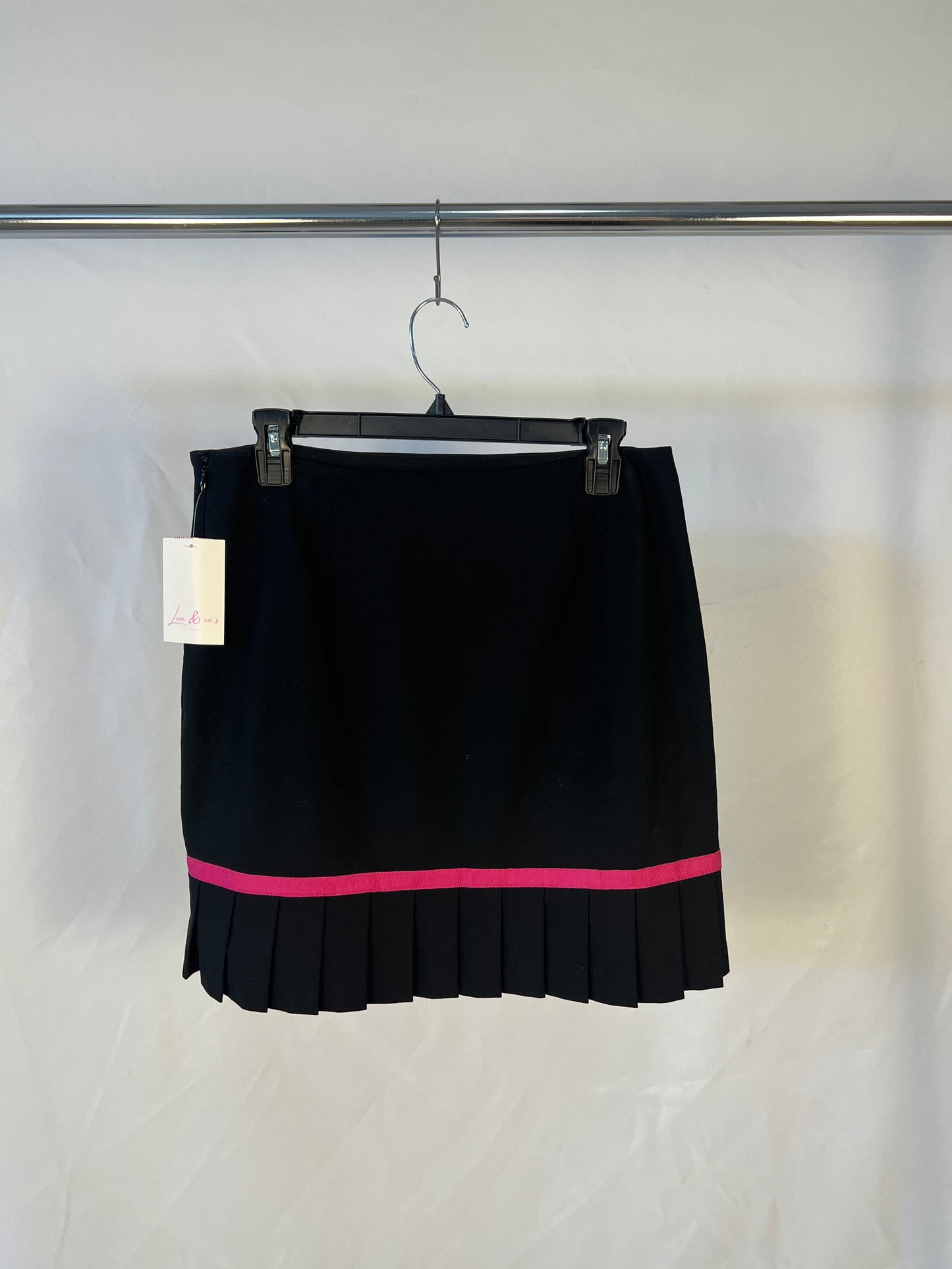 Black & Pink Pleated Bow Skirt