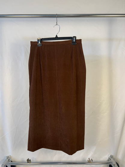 Brown Faux Suede Skirt