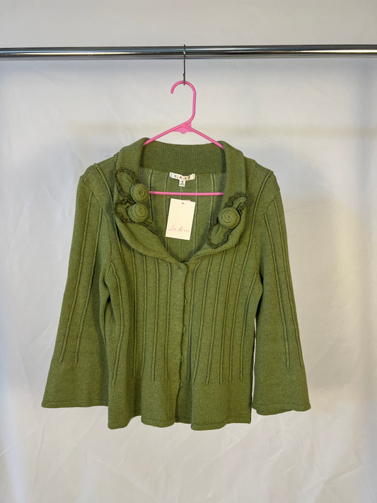 Green Floral Detail Cardigan