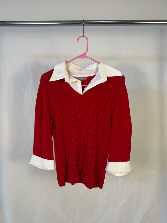 Red Preppy Sweater Top