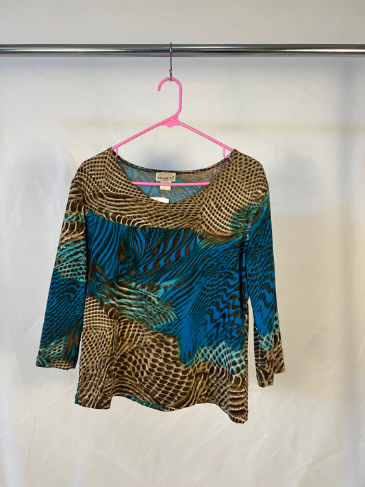 Brown/Blue Animal Print Top