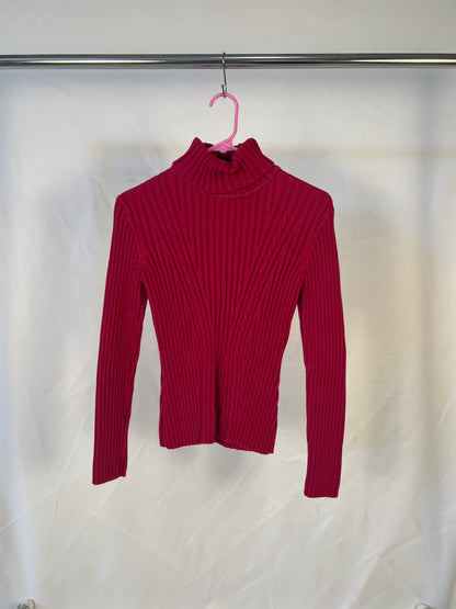 Hot Pink Turtleneck Sweater