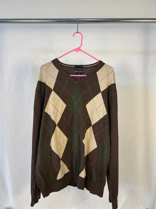 Brown Argyle Sweater