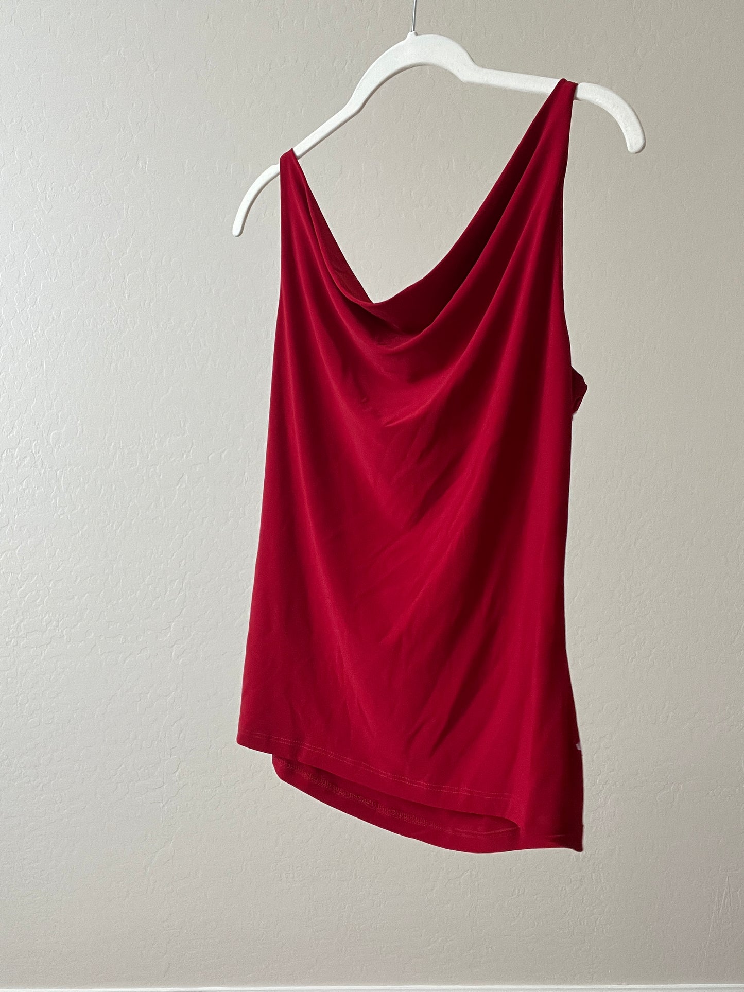 Red Sequin Cowl Neck Tank