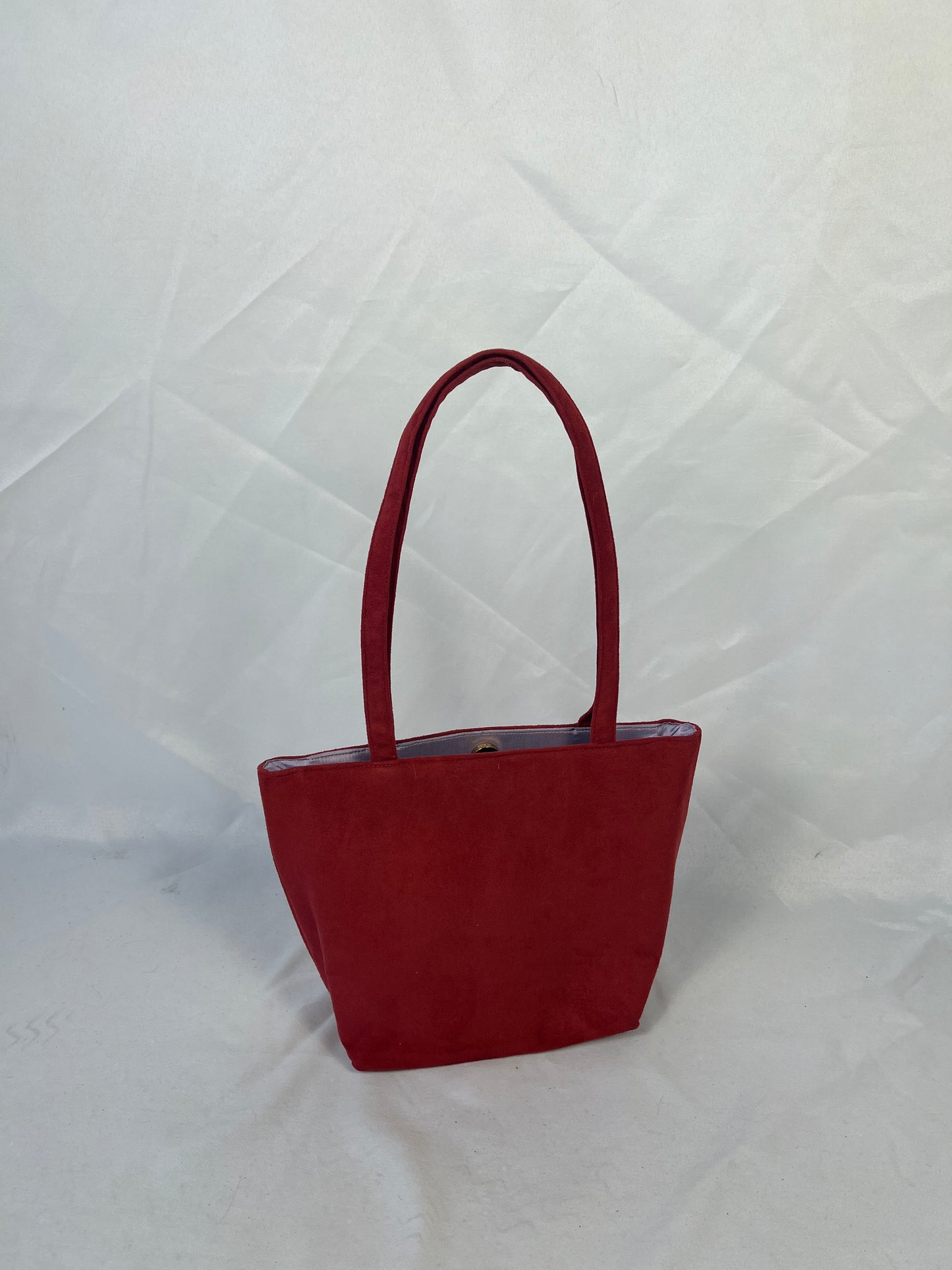 Red Faux Suede Shoulder Bag