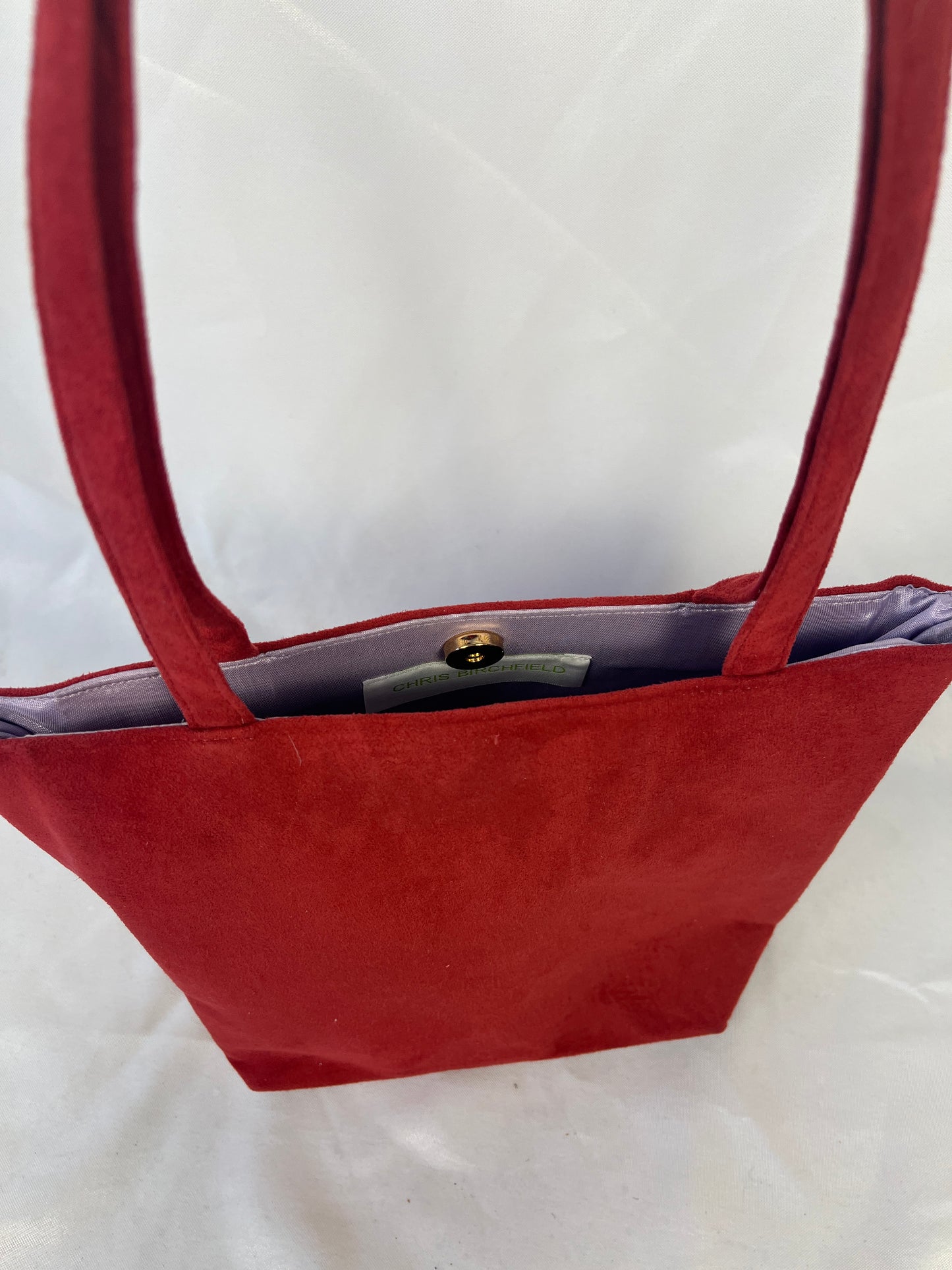 Red Faux Suede Shoulder Bag