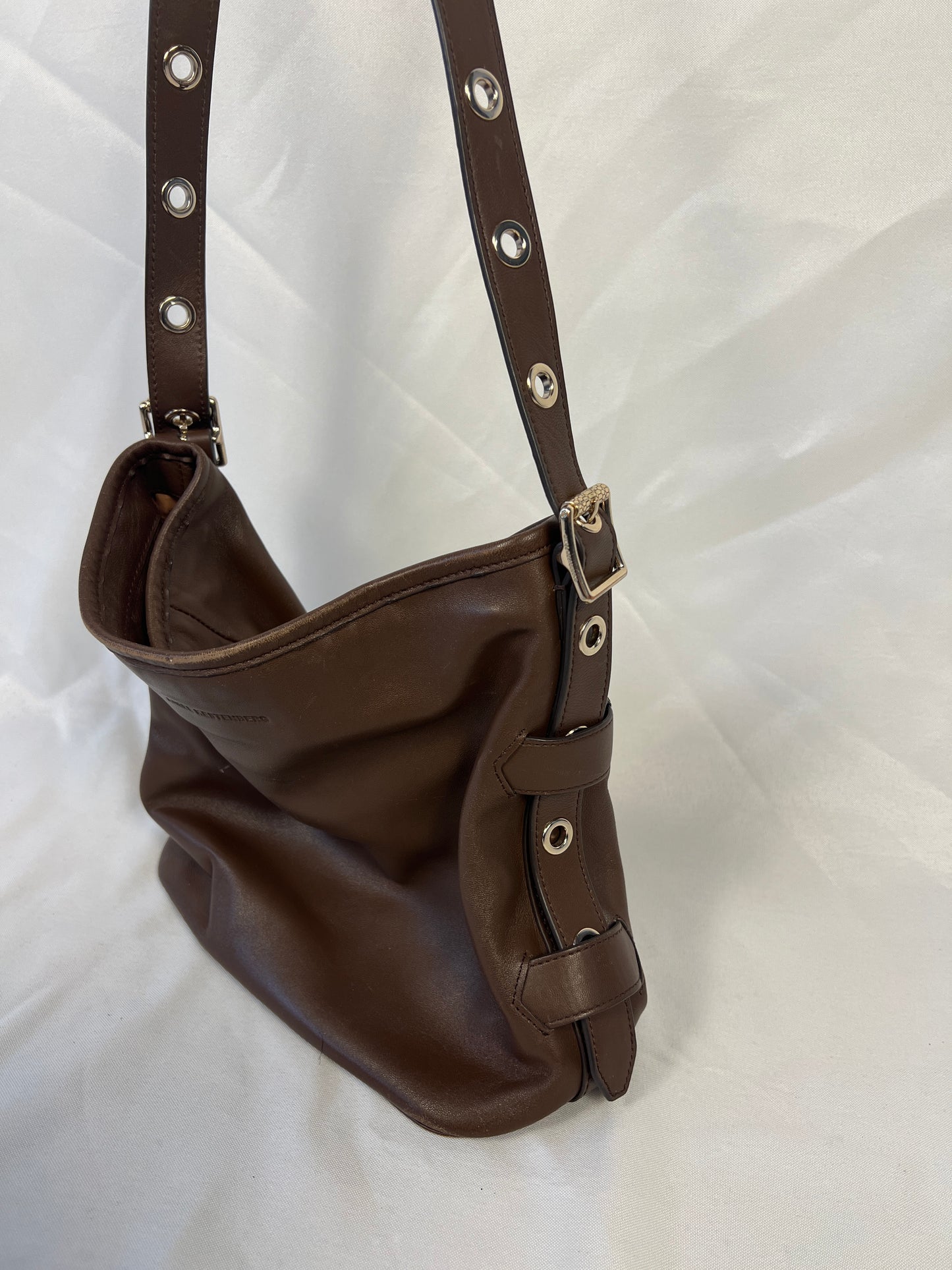 Brown Leather Buckle Bag