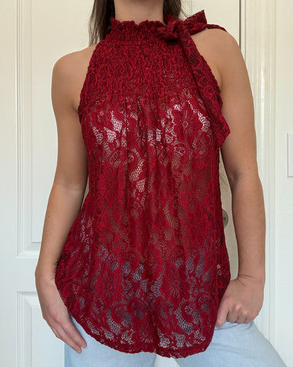 Upcycled Red Lace Tank