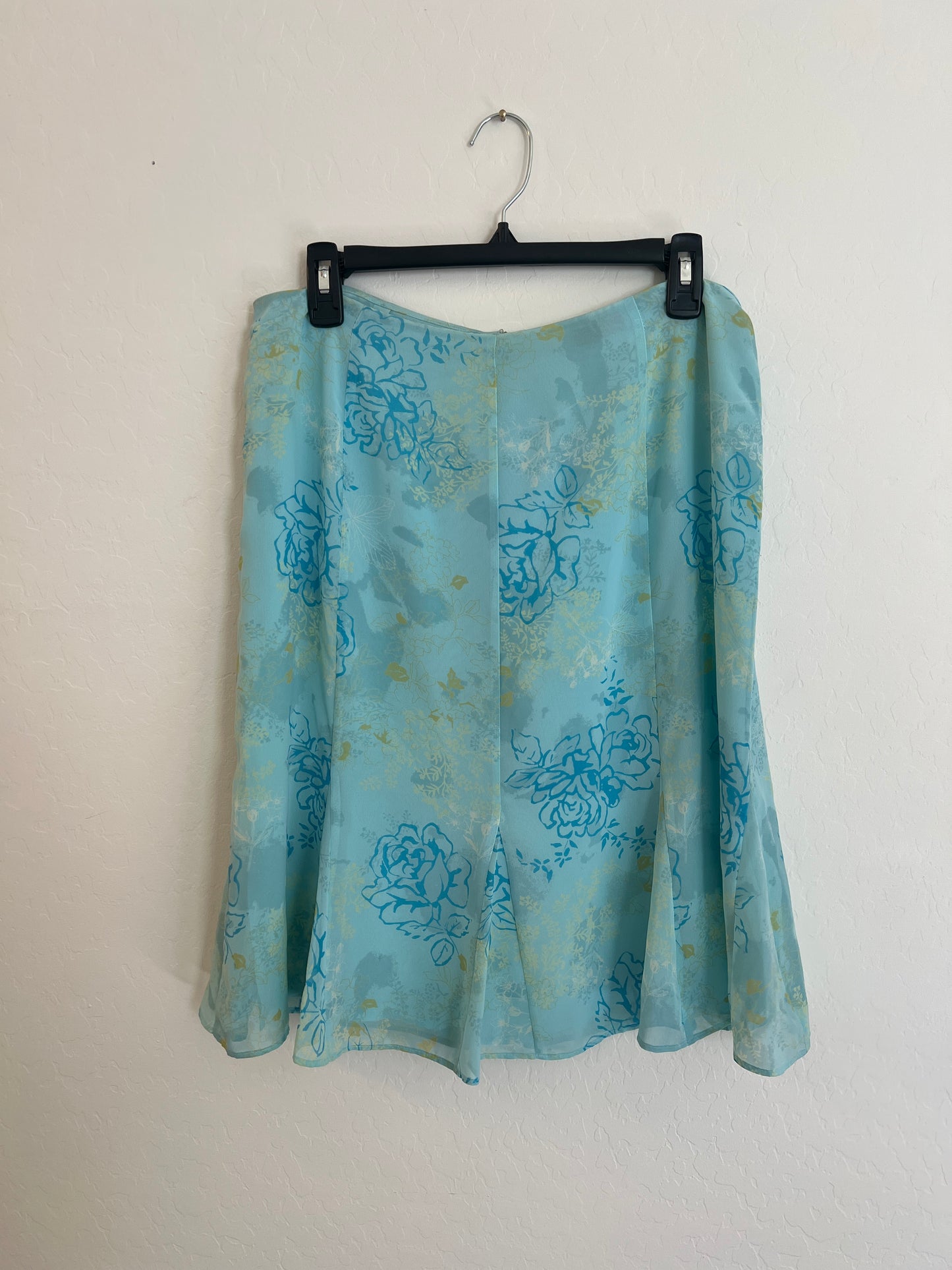 Turquoise Floral Midi Skirt