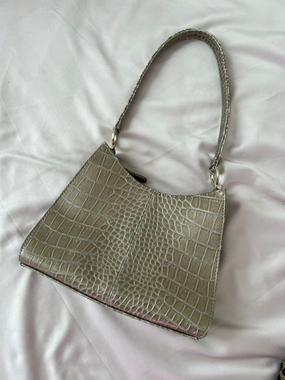 Tan Crocodile Shoulder Bag