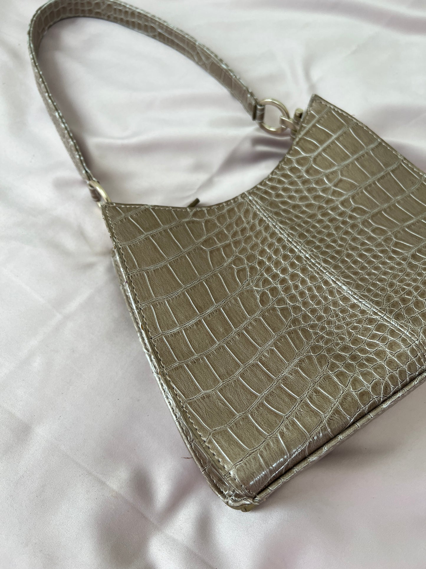 Tan Crocodile Shoulder Bag