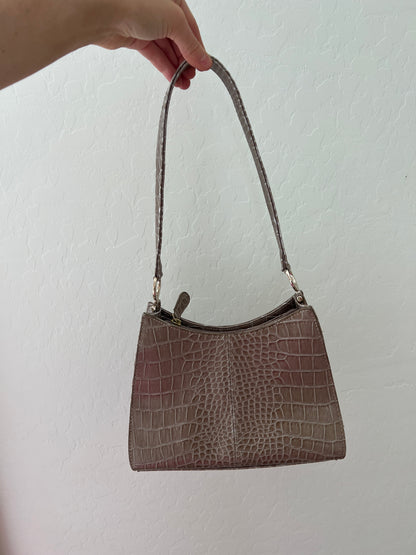 Tan Crocodile Shoulder Bag