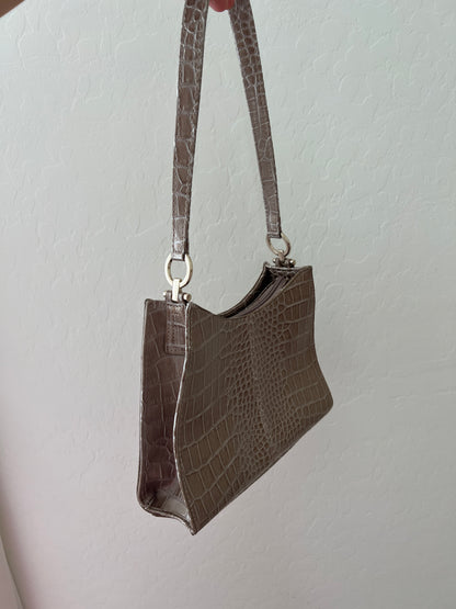 Tan Crocodile Shoulder Bag