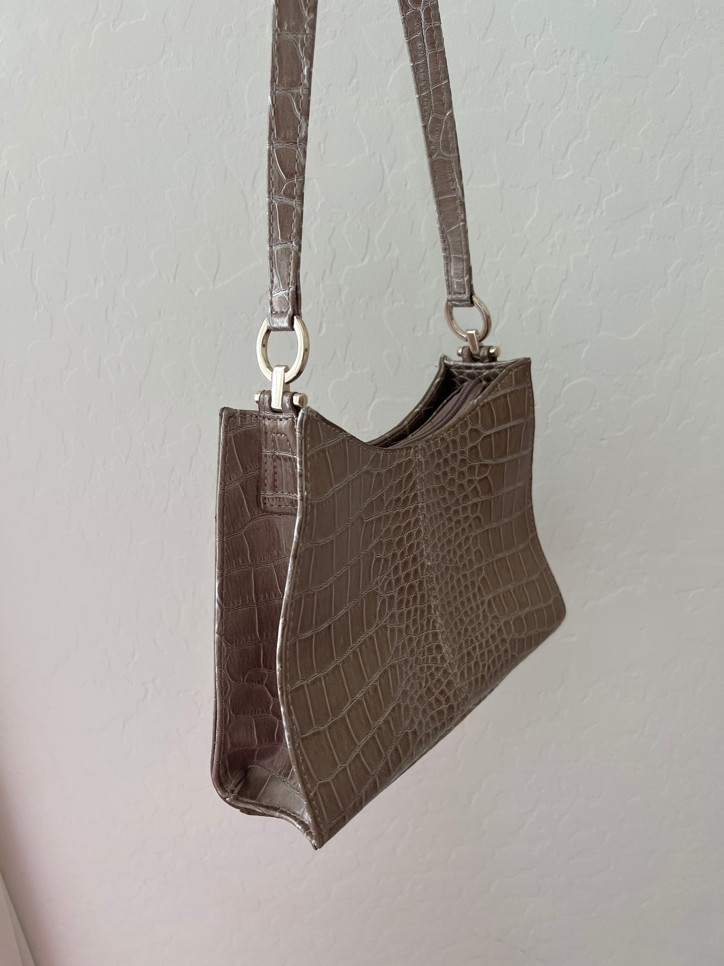 Tan Crocodile Shoulder Bag