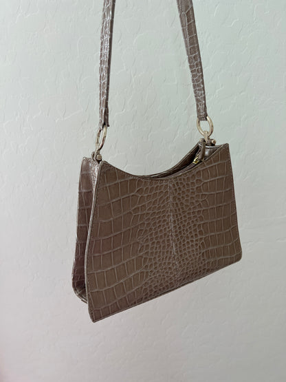 Tan Crocodile Shoulder Bag